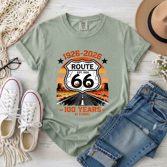 Route 66 Centennial Shirt | Route 66 100 Years Tee | Vintage Highway Graphic T Shirt | Comfort Colors Unisex Shirt