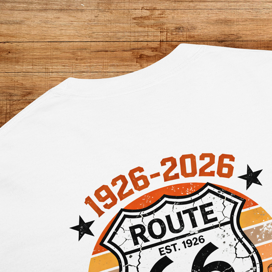 Route 66 Centennial Comfort Colors Shirt | Route 66 100 Years Tee | Vintage Road Trip Shirt | Back Print Graphic Tee