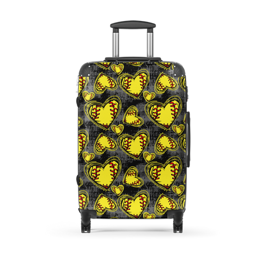 Softball Heart Suitcase | Softball Travel Luggage | Girls Softball Carry On | Softball Team Travel Bag | Sports Lover Gift