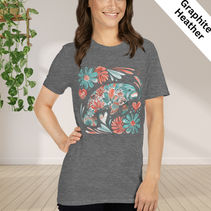Floral Manatee Shirt | Coastal Wildlife Tee | Cute Sea Cow Graphic T Shirt | Ocean Lover Gift
