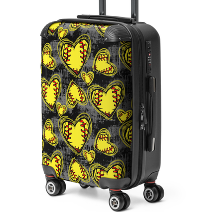 Softball Heart Suitcase | Softball Travel Luggage | Girls Softball Carry On | Softball Team Travel Bag | Sports Lover Gift