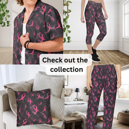 Pink Ribbon Breast Cancer Awareness Capri Leggings | Women's Athletic Workout Leggings