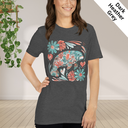 Floral Manatee Shirt | Coastal Wildlife Tee | Cute Sea Cow Graphic T Shirt | Ocean Lover Gift