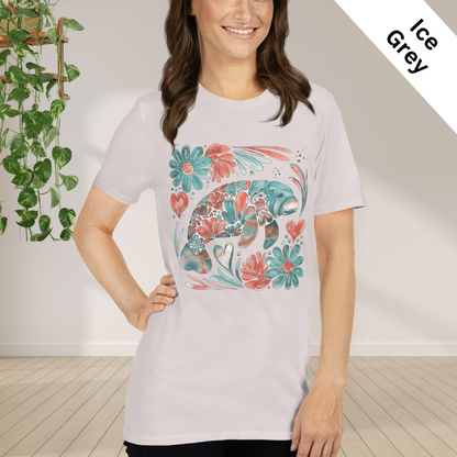 Floral Manatee Shirt | Coastal Wildlife Tee | Cute Sea Cow Graphic T Shirt | Ocean Lover Gift