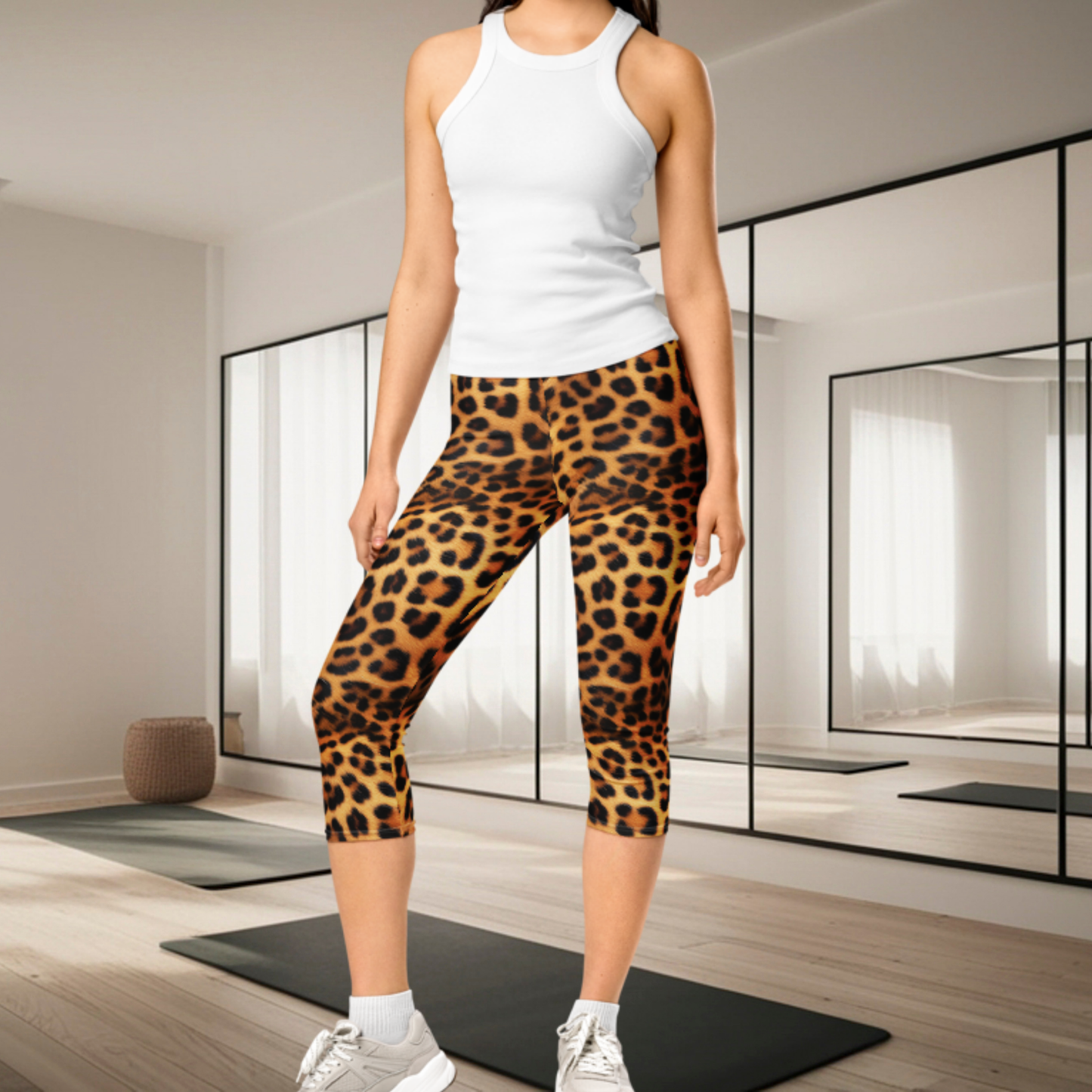 Leopard Print Capri Leggings | Womens Animal Print Workout Capris