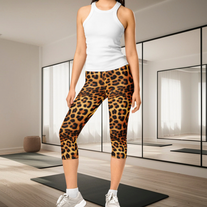 Leopard Print Capri Leggings | Womens Animal Print Workout Capris