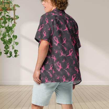 Pink Ribbon Button Up Shirt | Breast Cancer Awareness Hawaiian Shirt | Support Hope Shirt