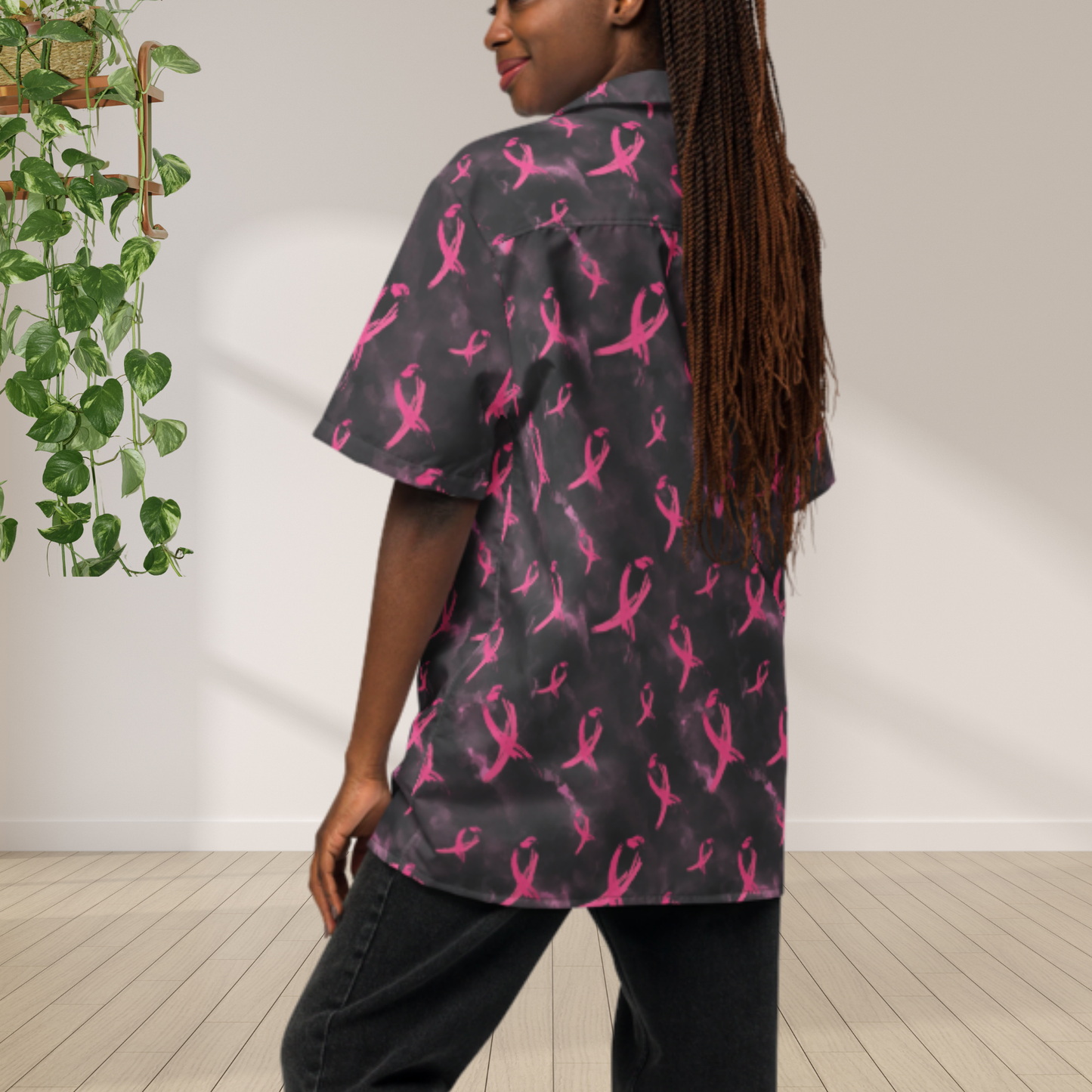 Pink Ribbon Button Up Shirt | Breast Cancer Awareness Hawaiian Shirt | Support Hope Shirt