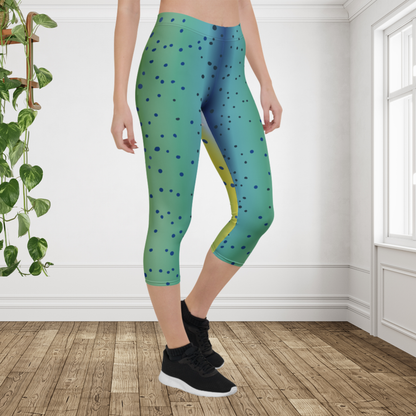 Mahi Mahi Capri Leggings | Coastal Fish Workout Pants | Ocean Beach Activewear