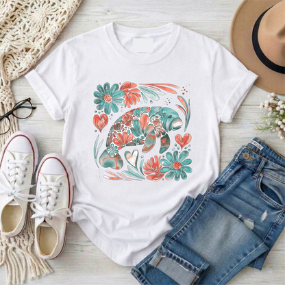 Floral Manatee Shirt | Coastal Wildlife Tee | Cute Sea Cow Graphic T Shirt | Ocean Lover Gift