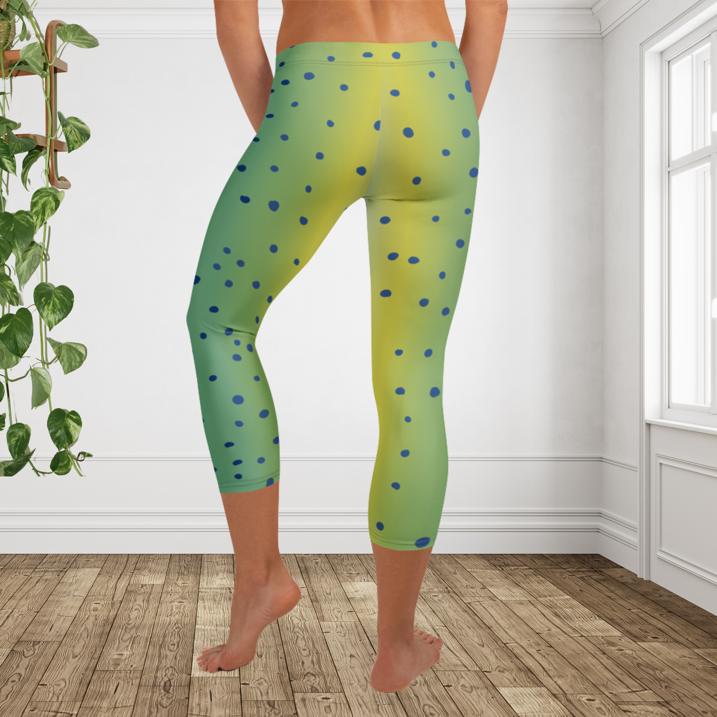 Mahi Mahi Capri Leggings | Coastal Fish Workout Pants | Ocean Beach Activewear