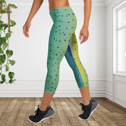 Mahi Mahi Capri Leggings | Coastal Fish Workout Pants | Ocean Beach Activewear