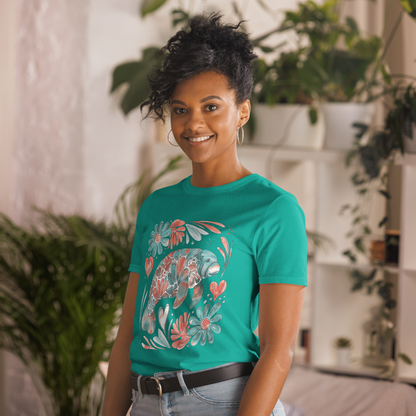 Floral Manatee Shirt | Coastal Wildlife Tee | Cute Sea Cow Graphic T Shirt | Ocean Lover Gift