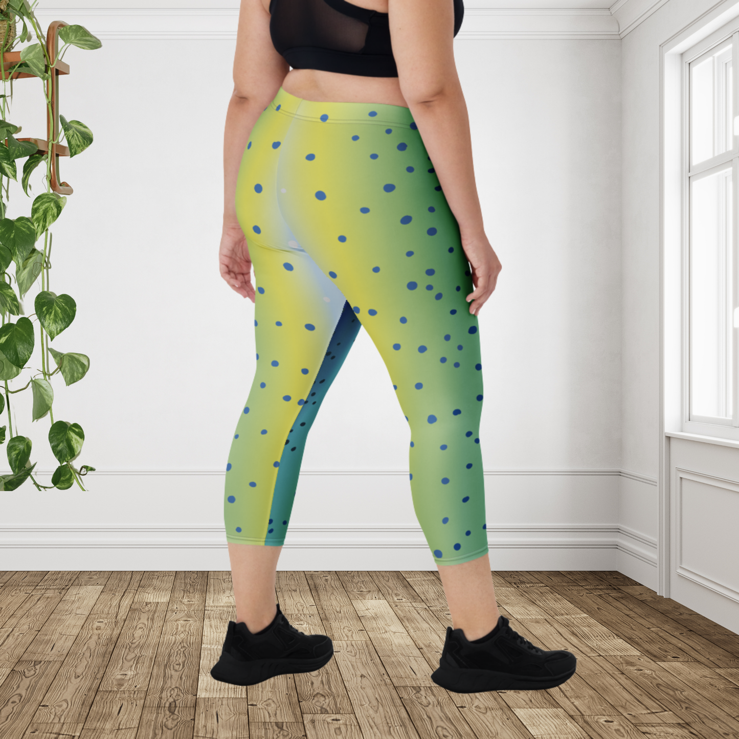 Mahi Mahi Capri Leggings | Coastal Fish Workout Pants | Ocean Beach Activewear
