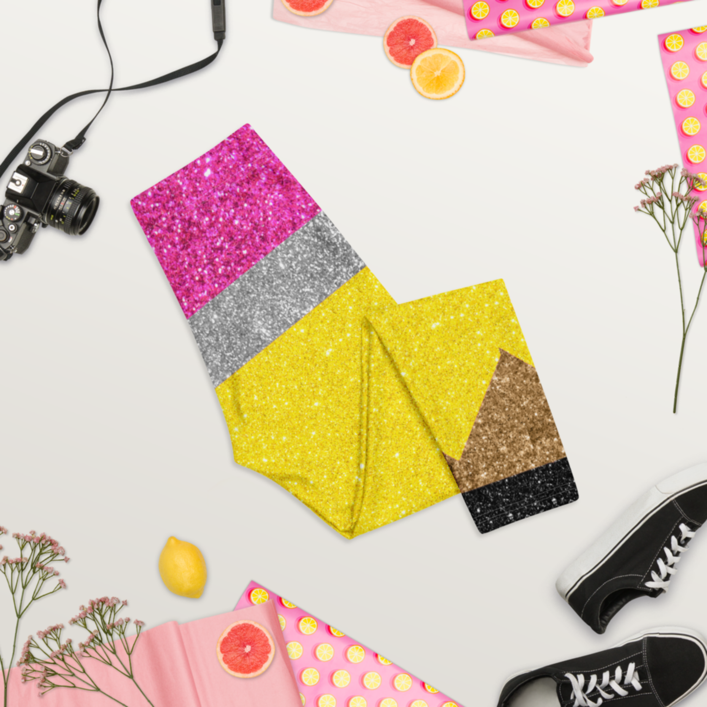 Teacher Pencil Capri Leggings for Women | Glitter Pencil Leggings | Back to School Capri Pants | Teacher Appreciation Gift | Classroom Fashion