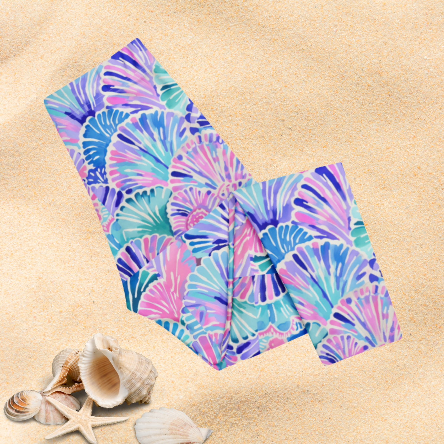 Pastel Seashell Capri Leggings for Women | Coastal Beach Print Cropped Activewear