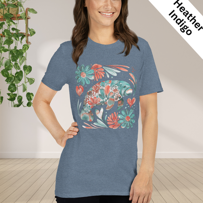 Floral Manatee Shirt | Coastal Wildlife Tee | Cute Sea Cow Graphic T Shirt | Ocean Lover Gift