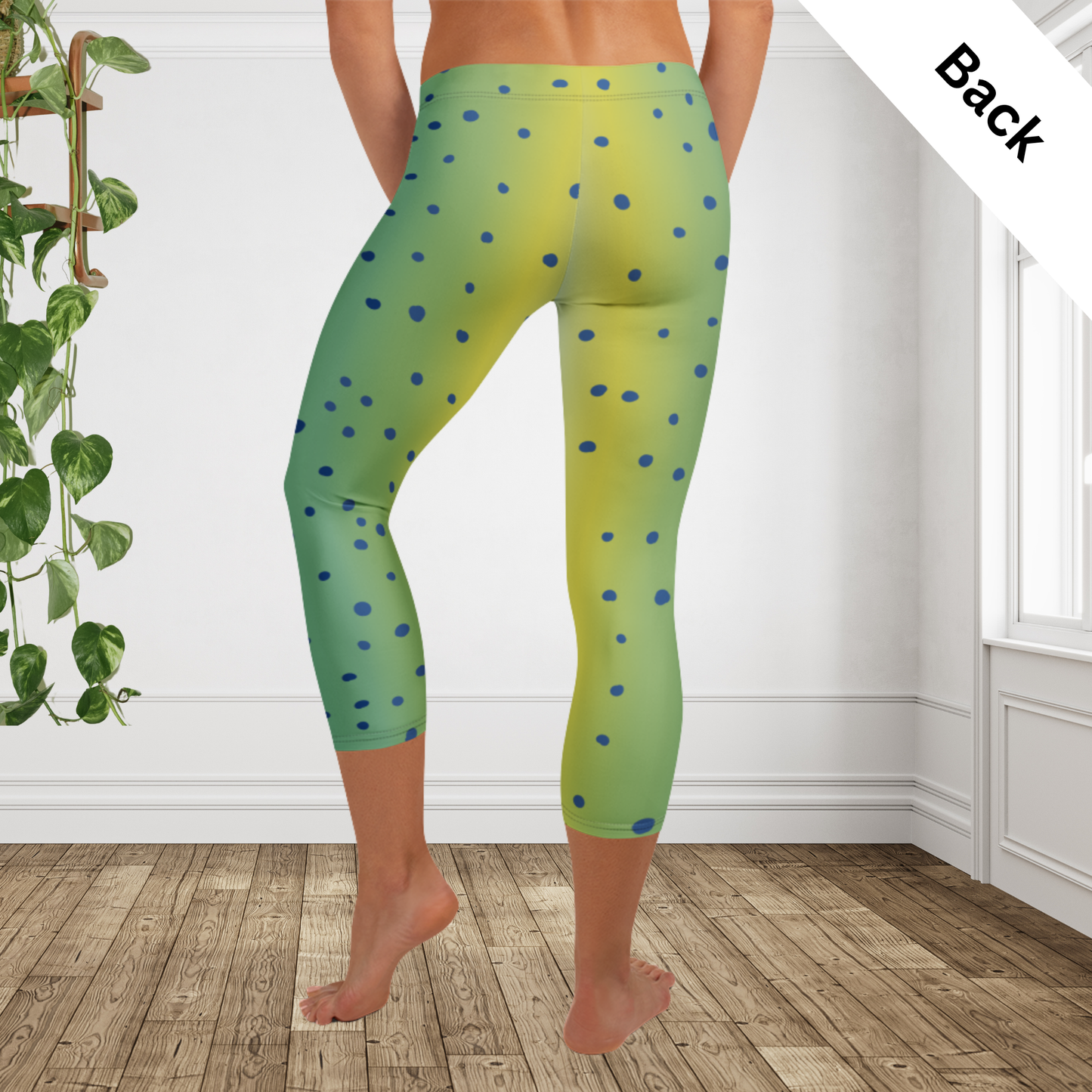 Mahi Mahi Capri Leggings | Coastal Fish Workout Pants | Ocean Beach Activewear