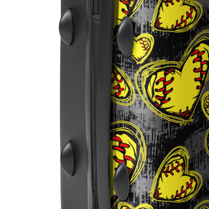 Softball Heart Suitcase | Softball Travel Luggage | Girls Softball Carry On | Softball Team Travel Bag | Sports Lover Gift