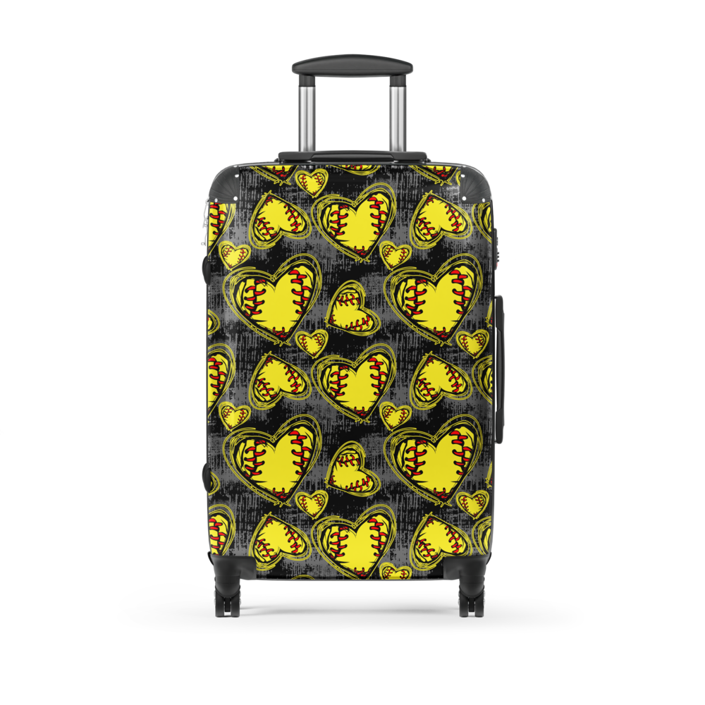 Softball Heart Suitcase | Softball Travel Luggage | Girls Softball Carry On | Softball Team Travel Bag | Sports Lover Gift