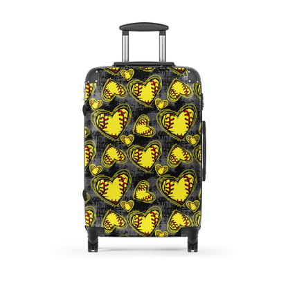 Softball Heart Suitcase | Softball Travel Luggage | Girls Softball Carry On | Softball Team Travel Bag | Sports Lover Gift